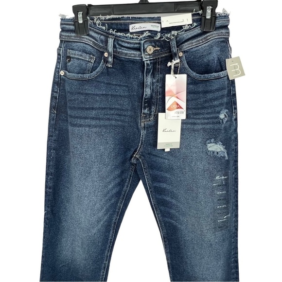 NWT KanCan Jr Women’s Blue Jeans Sz 5 (26) High-Rise Boyfriend Distressed Ripped - Picture 2 of 16